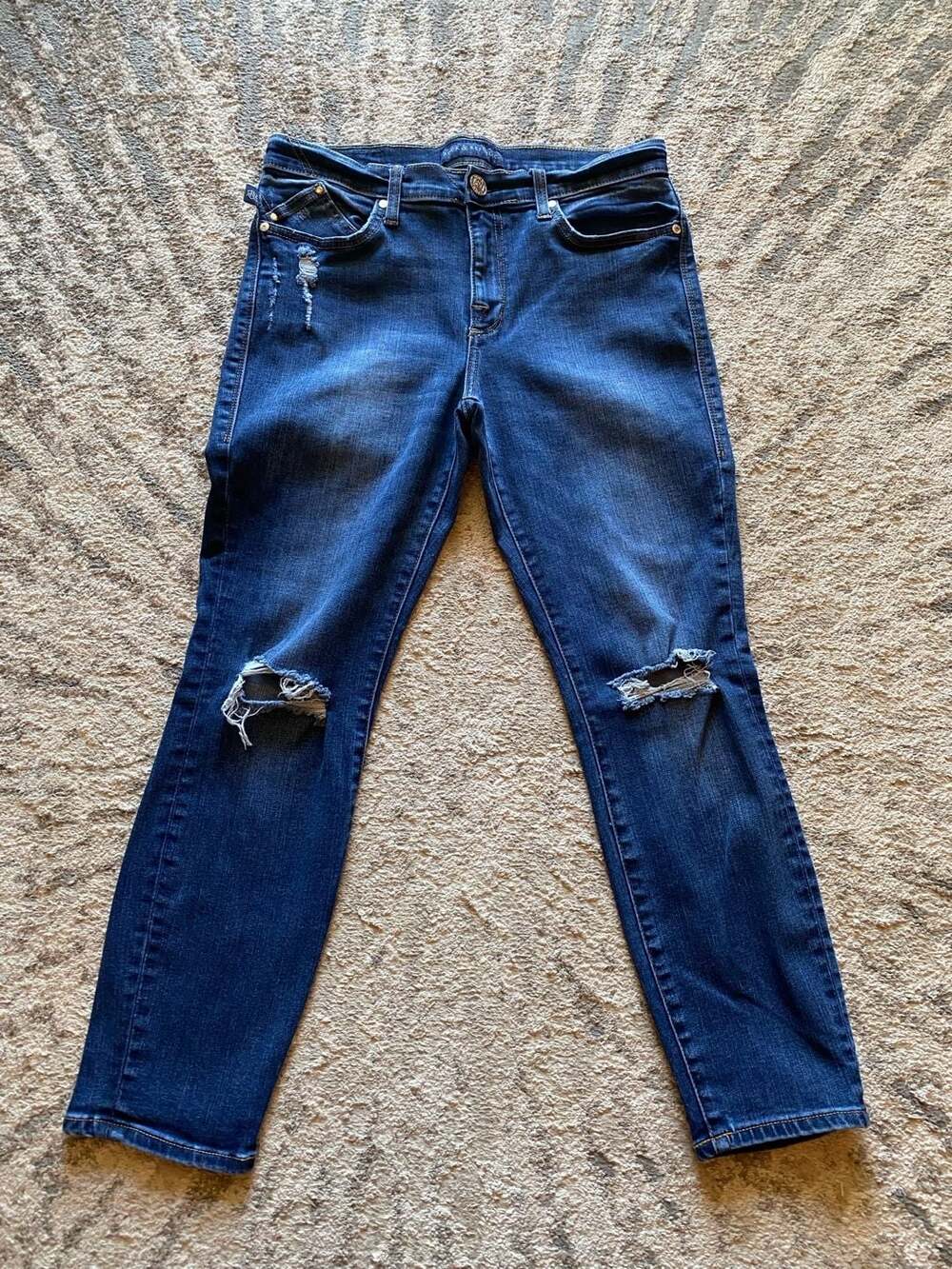 Rock & Republic High Rise Distressed Cropped Skinny Jeans, Size 12